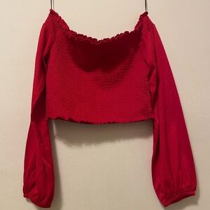 H&M Red Off Shoulder Top